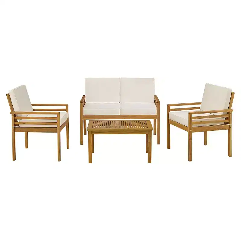 Alaterre Furniture 4pc Okemo Outdoor Weather-Resistant Couch, Dining Chairs & Side Table