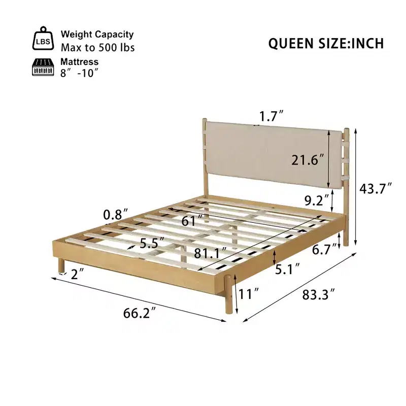 Christopher Knight Home Evelyn Mid-Century Modern Rubberwood Bed with Upholstered Headboard