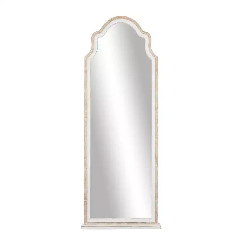 Wood Window Pane Inspired Wall Mirror with Arched Top Brown - Olivia & May: Vertical Hanging, Country Cottage Decor