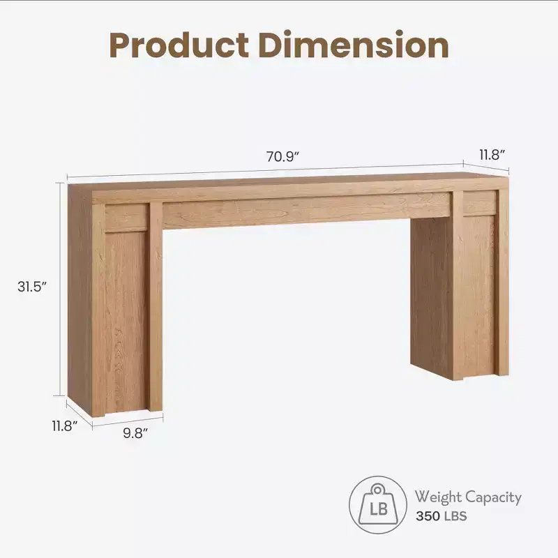 70.9-Inch Farmhouse Hallway Console Table - Long Sofa Table Behind Couch, Entry Table for Living Room & Foyer Decor, Walnut