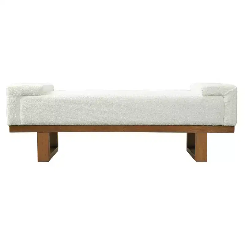 Christopher Knight Home Paulina Modern Rubberwood Boucle Upholstered Bench