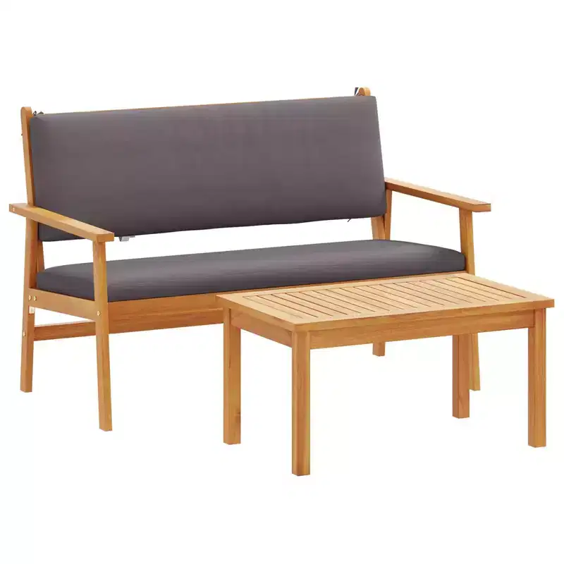 vidaXL Garden Chair with Cushion 2 pcs Brown Solid Acacia wood