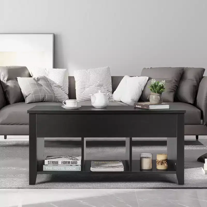 Costway Lift Top Coffee Table w/ Storage Compartment Shelf Living Room Furniture Black