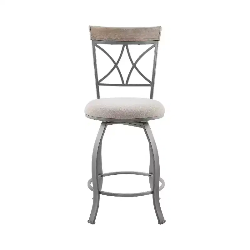 Carter Swivel Metal Upholstery Counter Height Barstool Pewter - Powell