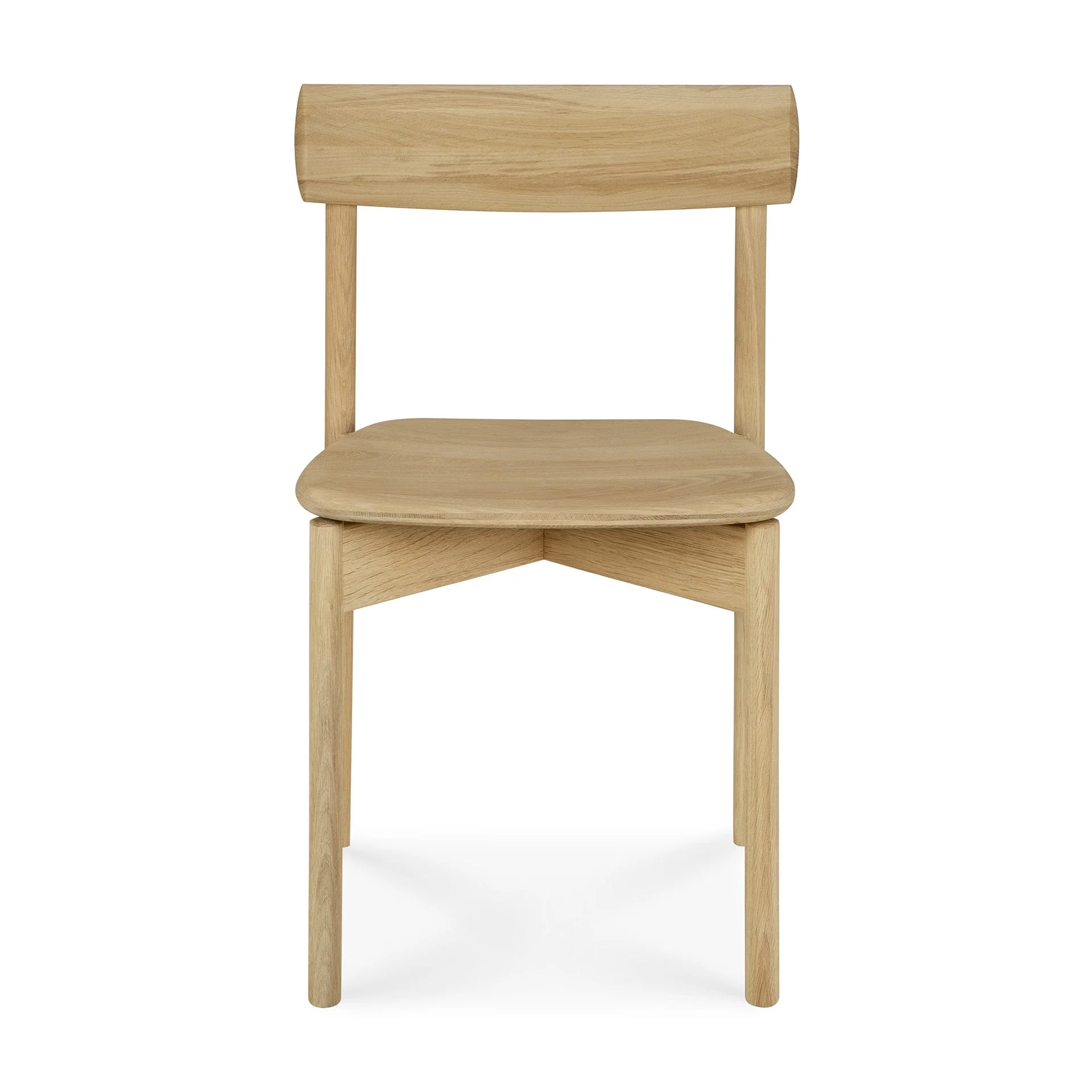 Modern Solid Oak Dining Chair with Curved Ergonomic Backrest for Dining Rooms