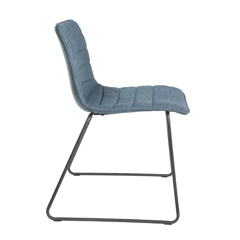Set of 2 Halo Stacking Chair Navy - OSP Home Furnishings: Chrome-Plated, Faux Leather, Metal Frame