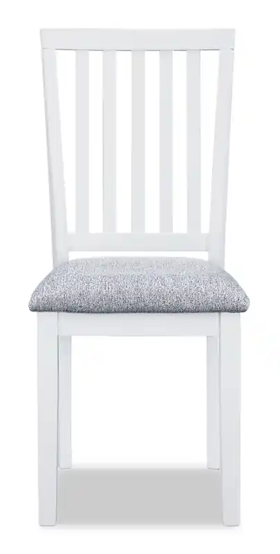 Bryn Dining Chair with Fabric Seat, Slat-Back White and Grey