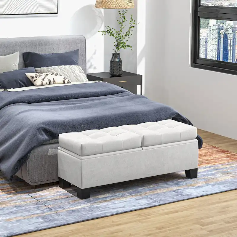 Upholstered End of Bed Bench with Steel Frame