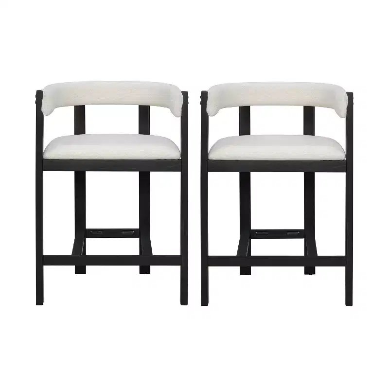 Rubberwood Upholstered Counter Stool With Open Back (Set of 2)