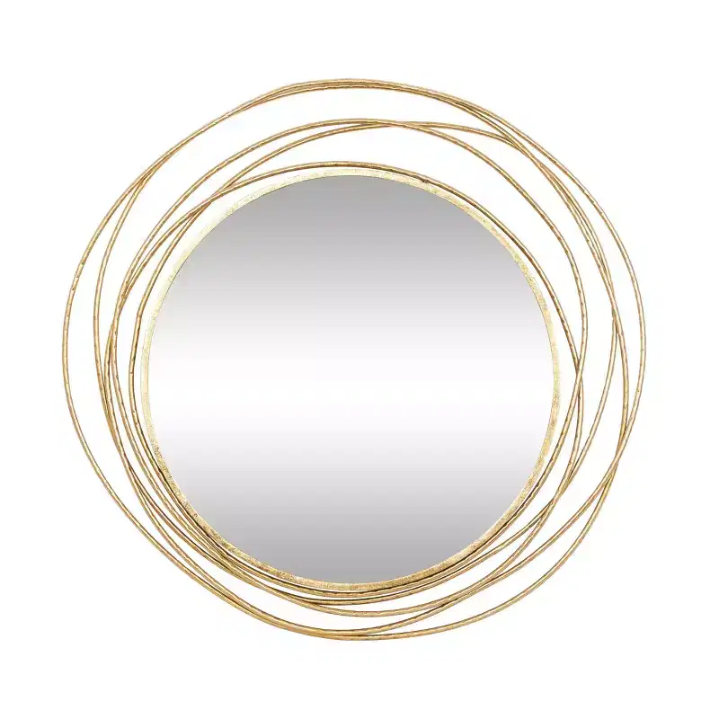 Metal Wall Mirror with Overlapping Ring Frame Gold - Olivia & May: Contemporary Style, Iron Frame, 38.38