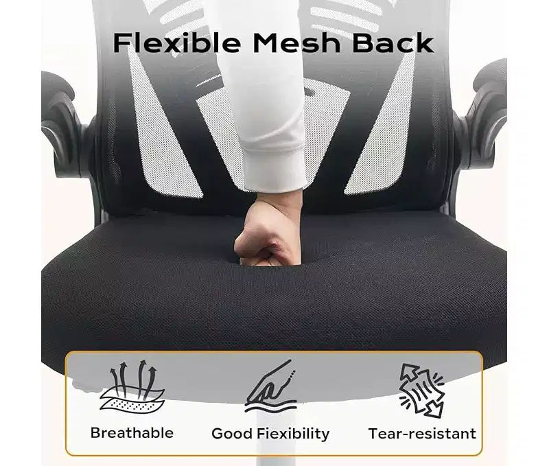 Ergonomic High-Back Mesh Office Chair  Turn-Up Armrests, Headrest, Wheels  300 lbs Capacity, Swivel Executive Computer Desk Chair