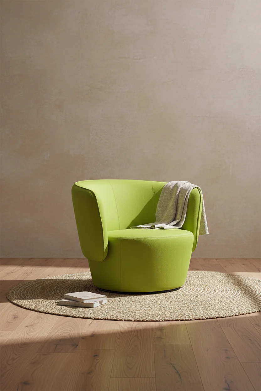 Modern Fully Padded Lounge Chair with Integrated Armrest & Oval Seat for Living Room