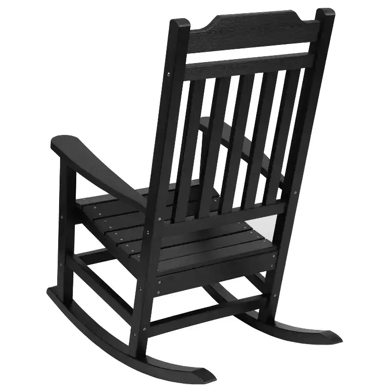 Emma and Oliver All-Weather Rocking Chair in Faux Wood - Patio and Backyard Furniture