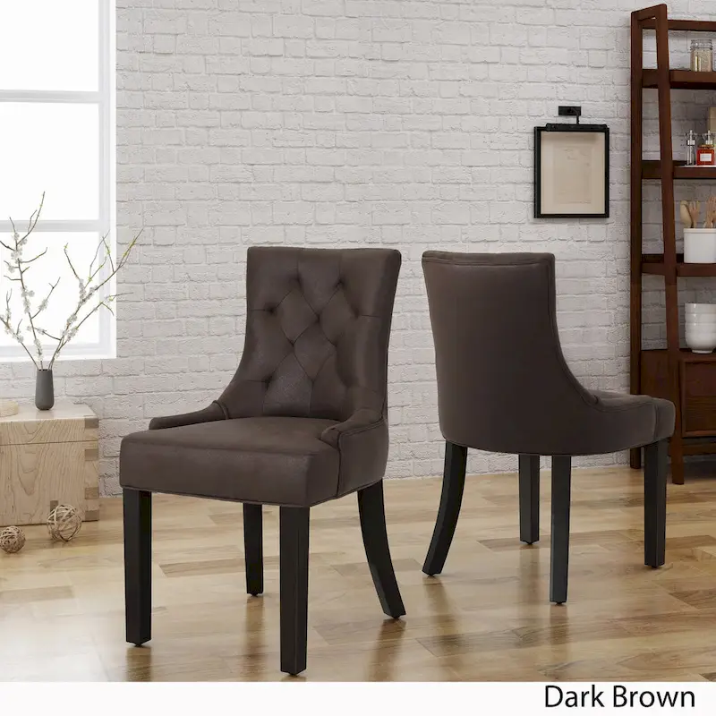 Hayden Traditional Microfiber Dining Chairs (Set of 2)