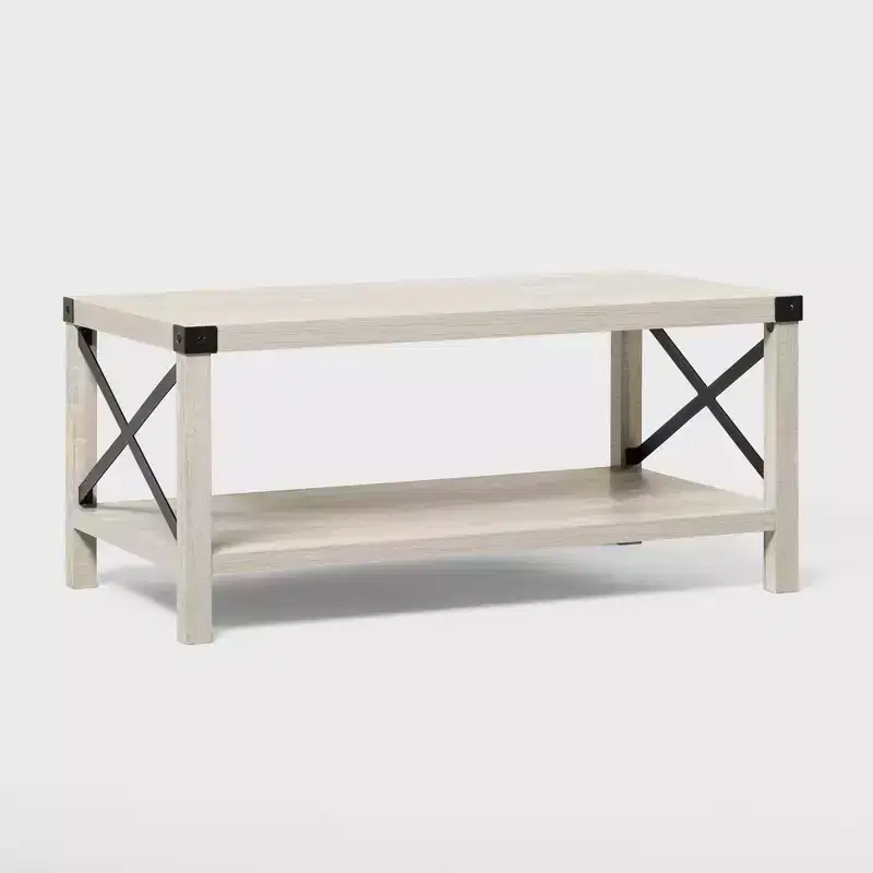 Sophie Rustic Industrial X Frame Coffee Table - Saracina Home