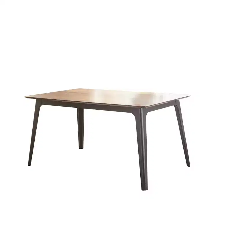 Lifestorey Rory Mid Century Modern Rectangular Dining Table Walnut/Black :MDF, Rubberwood Frame, Seats 4