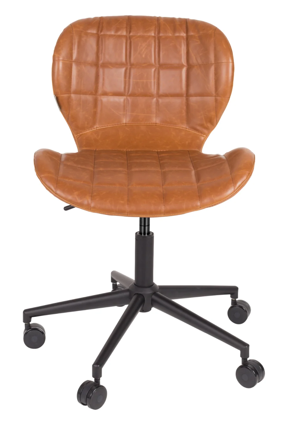 Brown Faux Leather Bucket Seat Office Chair with Coated Frame