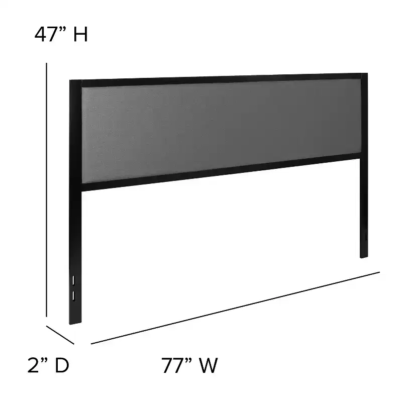 Emma and Oliver Metal Headboard - Fabric Upholstery Fits Standard Bed Frames