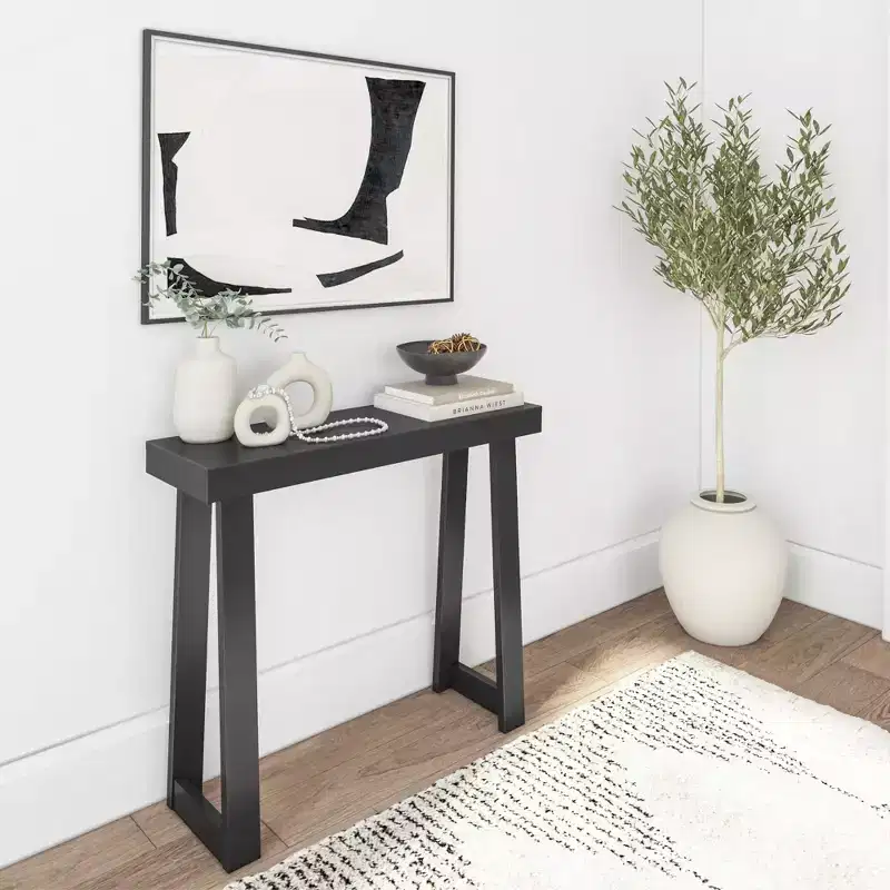 Plank+Beam 36 Solid Wood Console Table, Classic Farmhouse Style Sofa Table, Narrow Entryway Table for Hallway