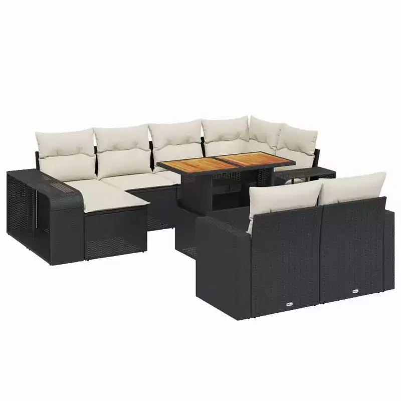 vidaXL Trendy Patio Sofa Set with Cushions - Poly Rattan, Various Colors