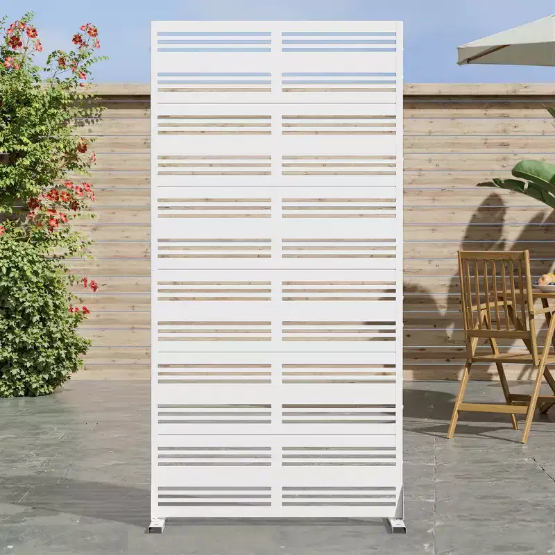72 H35W Dovelina White Metal Planter Box with Trellis Privacy Screen for Caf Patio,Garden & Balconies