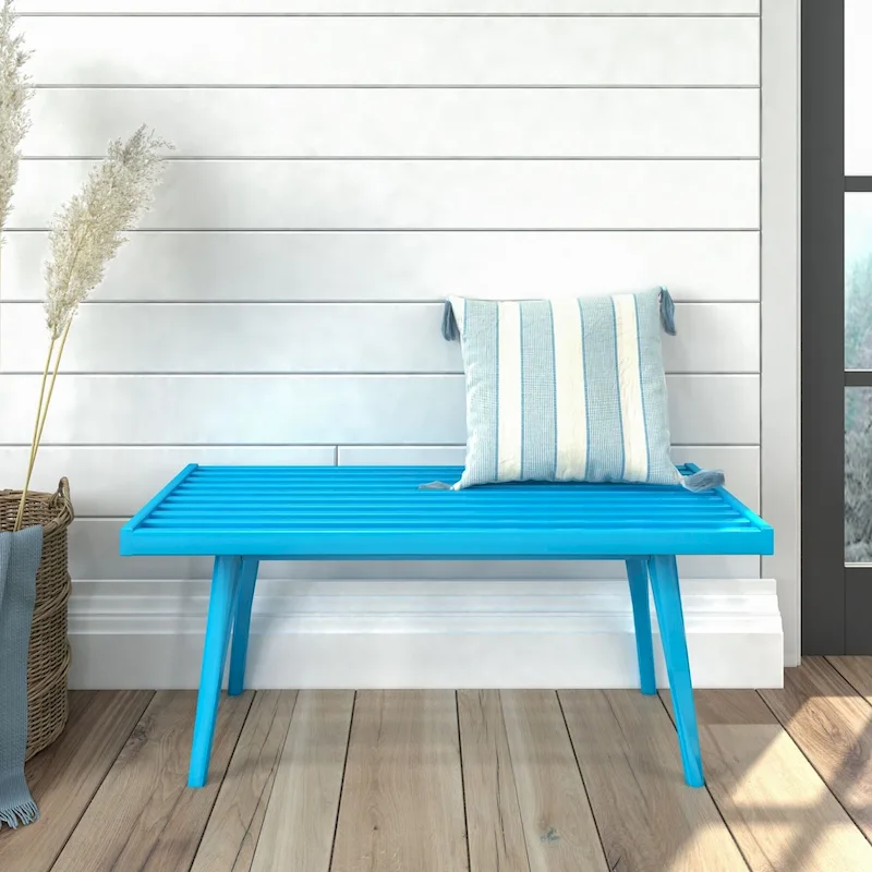 Plank and Beam Mid Century Single Wood Entryway Bench - 41.3 L x 16.5 W x 17.5 H