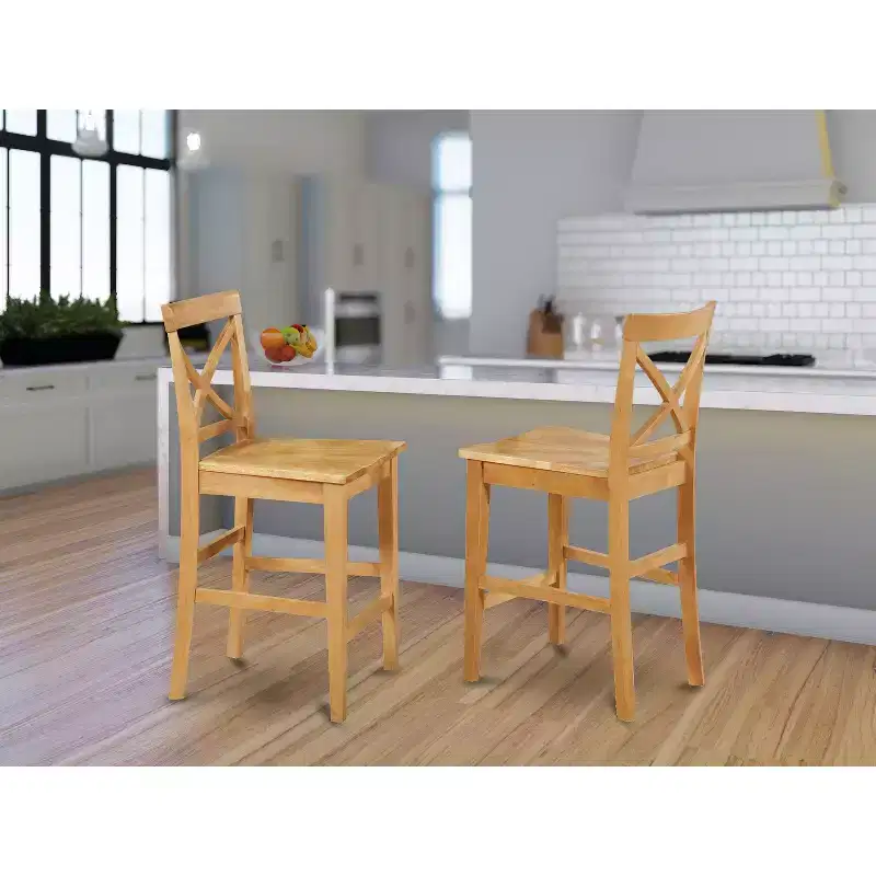 41.5 in.H Brown Finish High Back Wooden Counter Barstool in Rectangle Shape with Wood Unupholstered