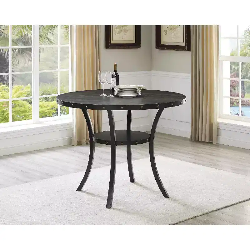 Wood & Metal Counter Height Round Dining Table 48'' Diameter