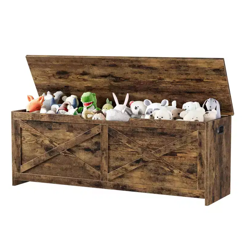 Toy Storage Chest, Wooden Toy Storage Bench with Hinges, Easy Assembly, Large Toy Storage Chest, Toy Box for Entryway, Living Room, Bedroom