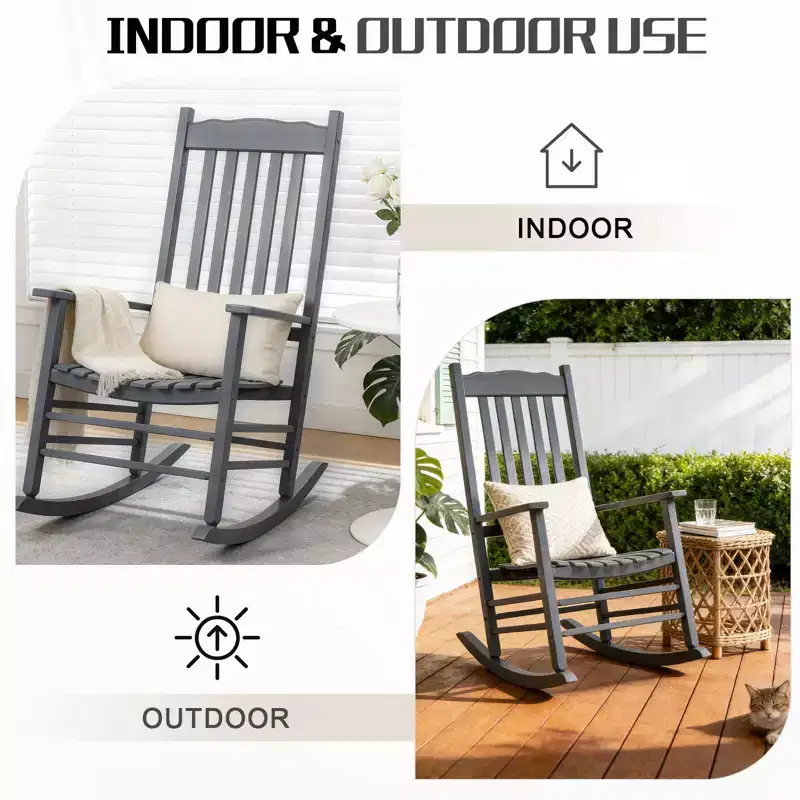 Karl Home | 24-Inch Solid Wood Patio Rocking Chair