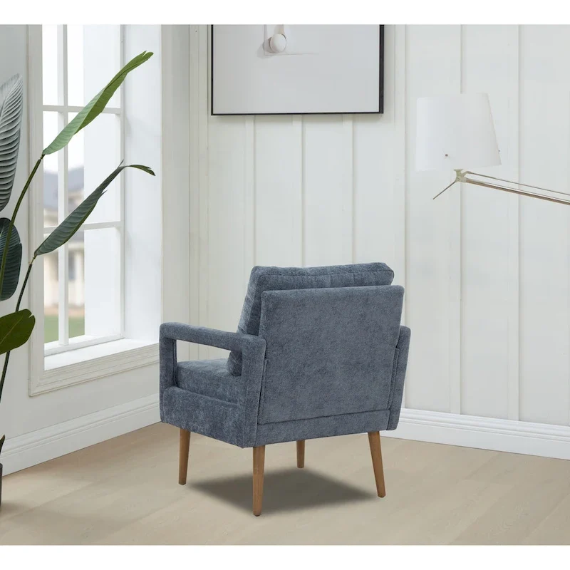 Blue 25.98 Chenille Upholstered Arm Chair with Soft Cushion