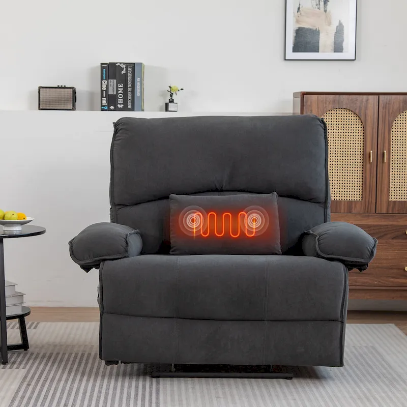 Oversized Push-Back Recliner with Massage Pillow and Heating