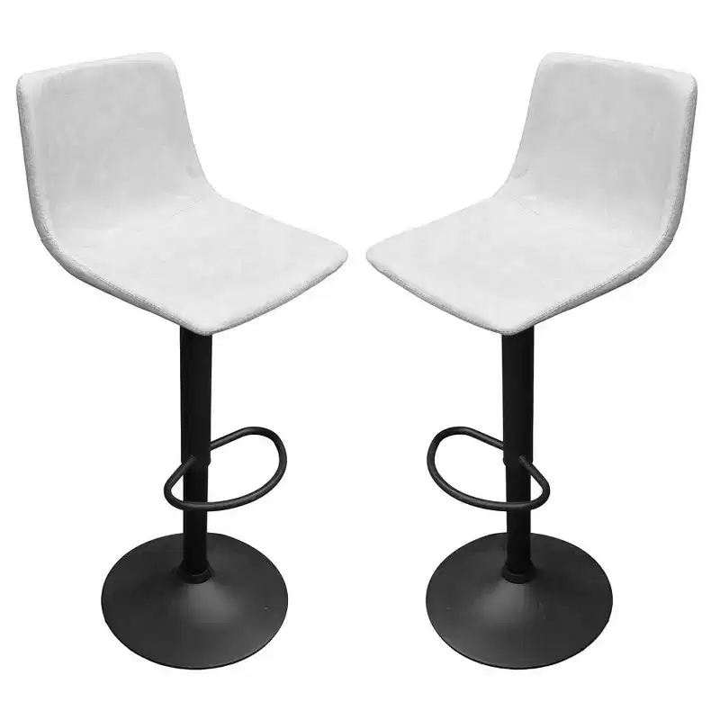 Adjustable Swivel Bar Stool Set of 2 Faux Leather Footrest Counter Height Kitchen