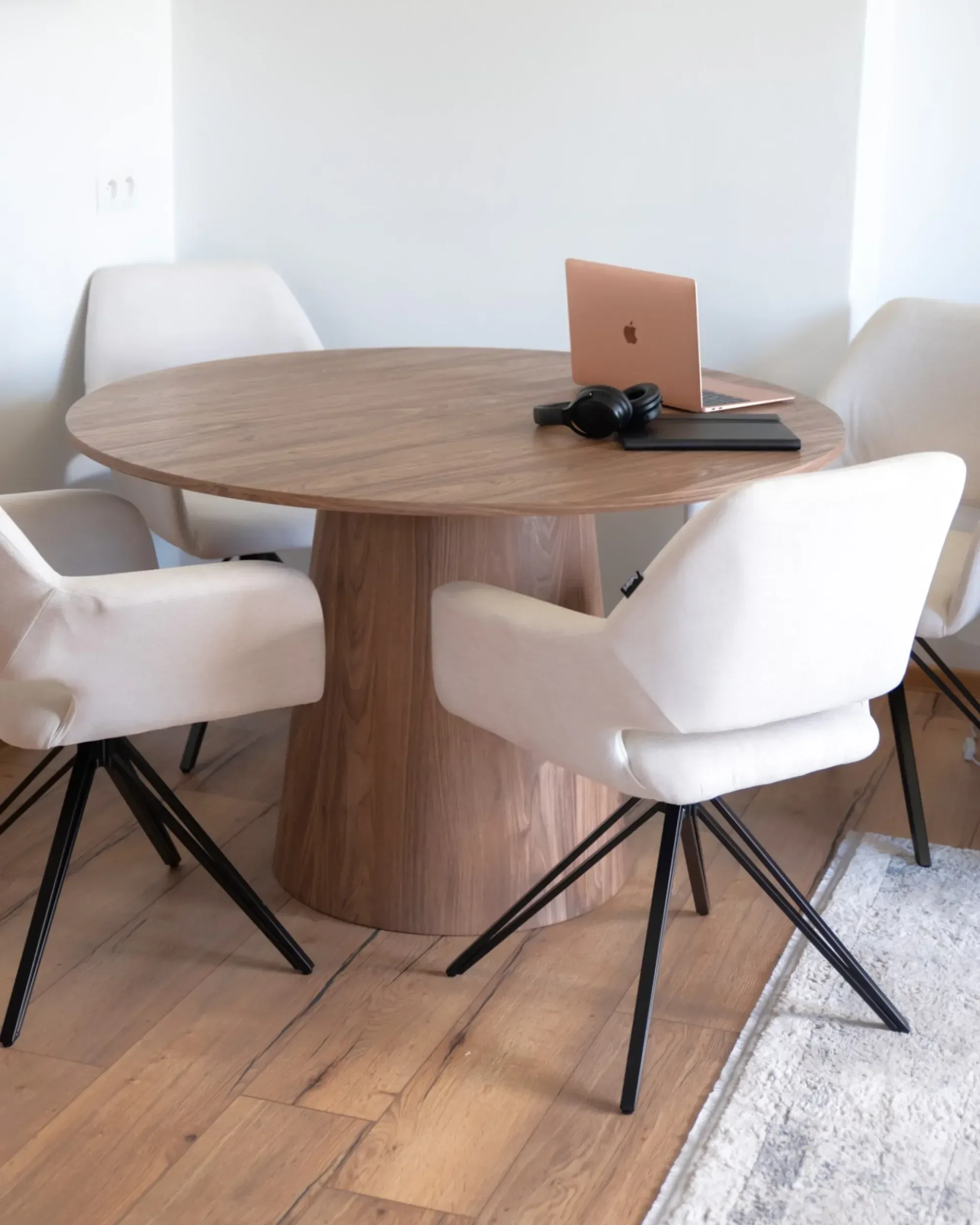 Set di 2 sedie da pranzo Tessuto Bianco sporco con braccioli