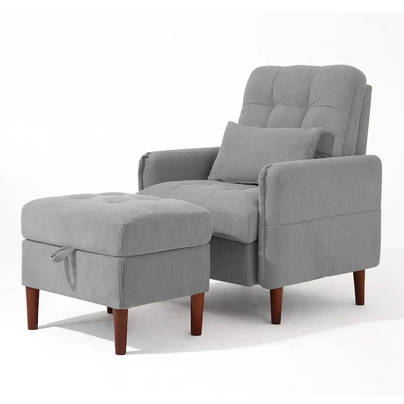 UIXE Modern Lounge Chair Accent Chair and Stroage Ottoman With Adjustable Backrest
