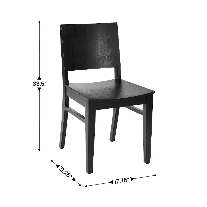 Commercial Grade Solid Beechwood Dining Chairs Set of 2 Curved Backrest 500 lbs