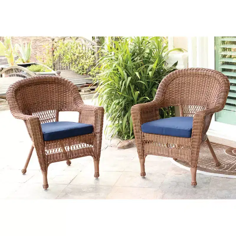 HomeStock Wicker Chair with Cushion - Set of 2