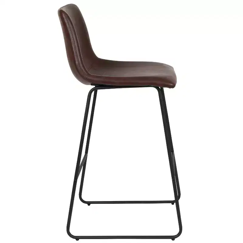 Merrick Lane 30 inch Faux Bar Height Bucket Seat Stools, Set of 2
