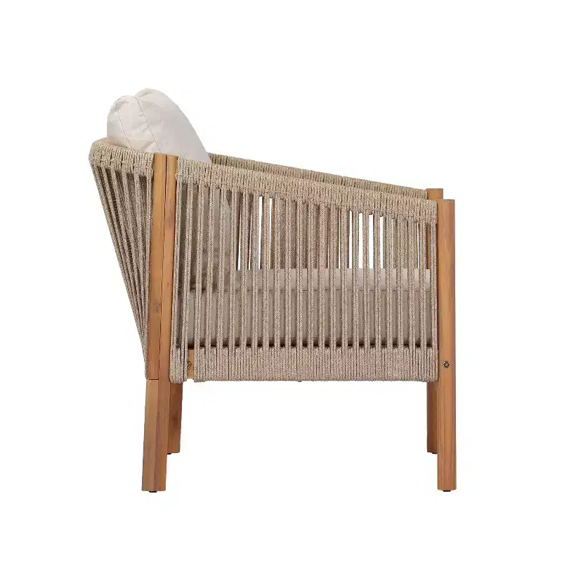Christopher Knight Home Maha Modern Patio Acacia and Rope Woven Club Chair with Cushion