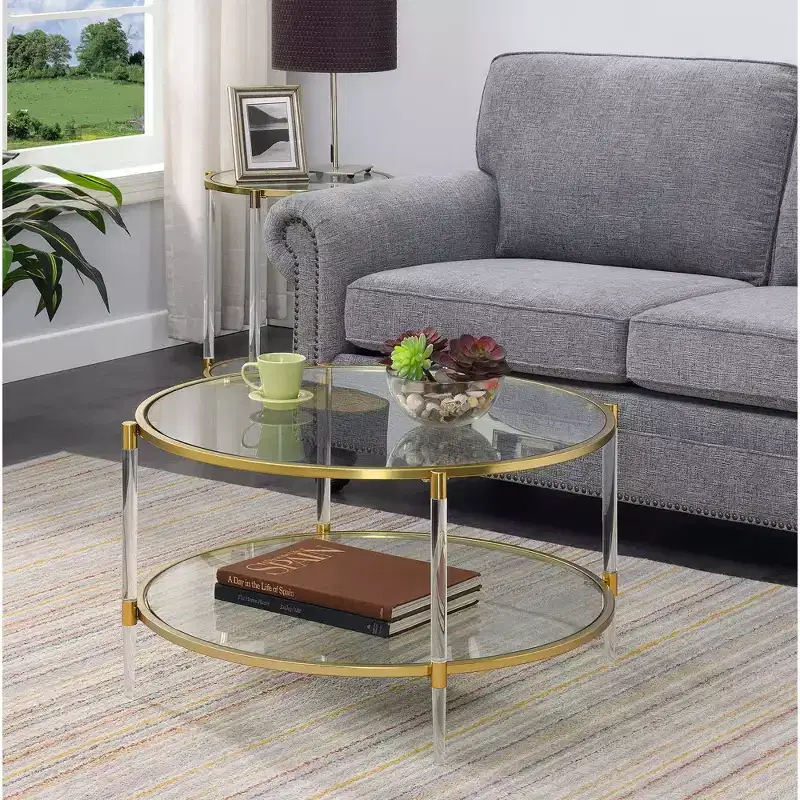 Royal Crest 2 Tier Acrylic Glass Coffee Table - Breighton Home