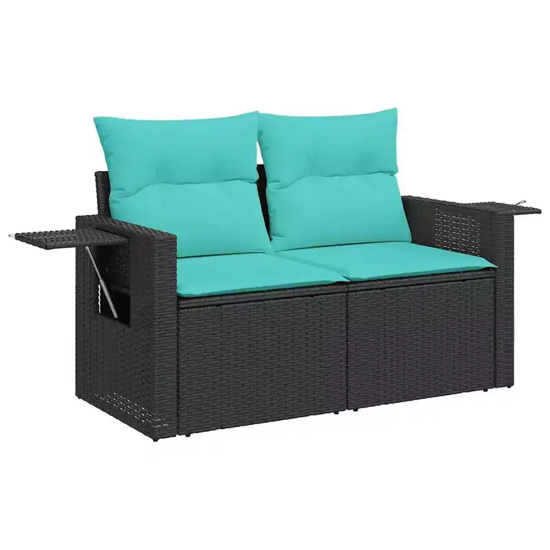 vidaXL 7 Piece Garden Sofa Set with Cushions Grey Poly Rattan