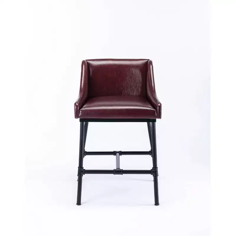 Parlor Faux Leather Adjustable Barstool: Boraam, Foam-Padded, Metal Frame, 18"-30" Height