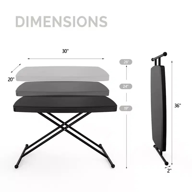 Plastic Folding Patio Table with Adjustable Height 30''x20''