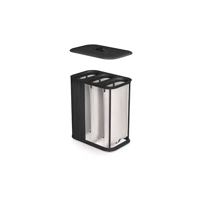 Joseph Joseph Tota Trio Luxe 90L Bamboo Laundry Separation Basket - Carbon Black