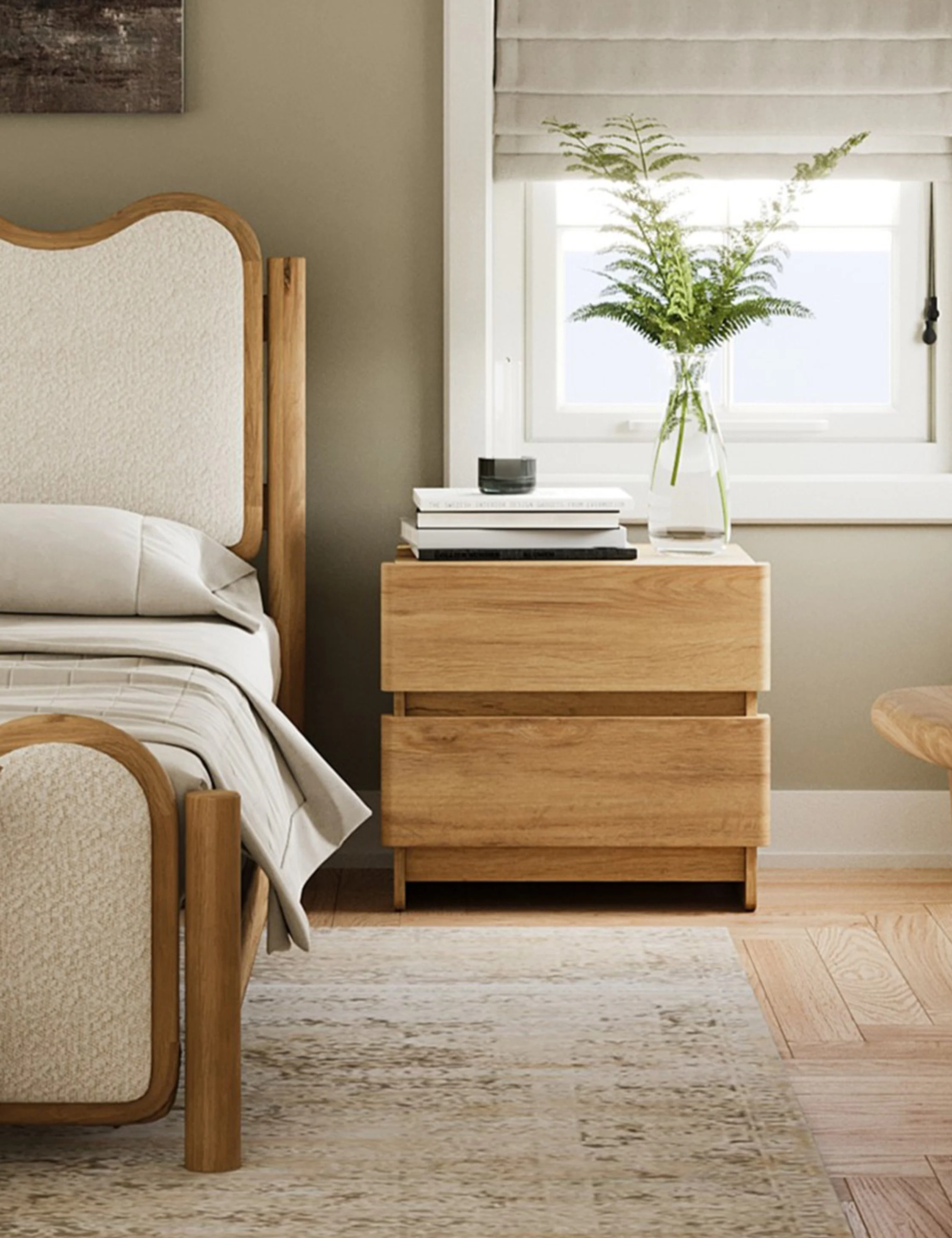 Nightstand - Clean lines and a softly sculpted profile give this nightstand its modern edge