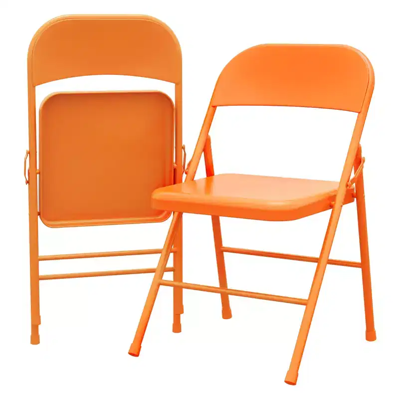 Folding Chair Set of 2, Heavy Duty Metal Chairs with Double Braced, 350LBS Capacity, Portable for Office, Wedding, Party, Indoor & Outdoor Use