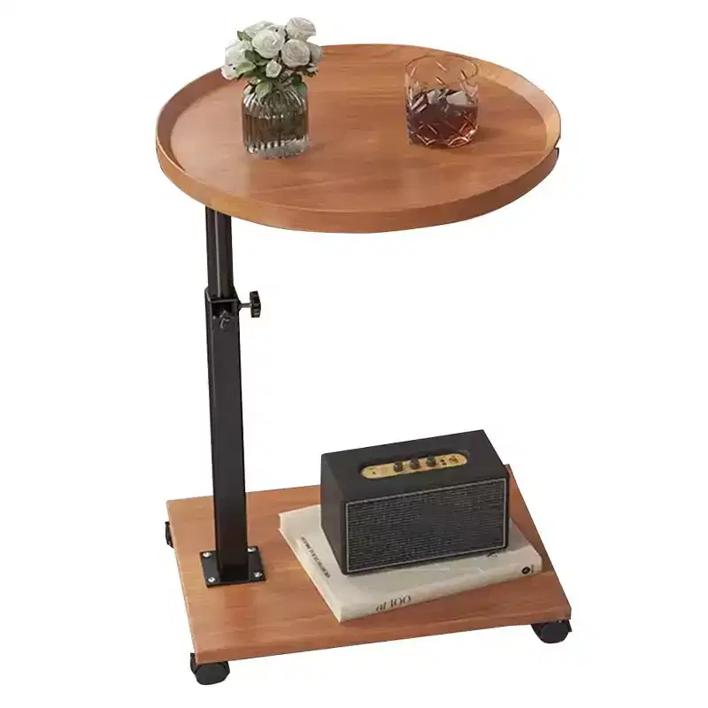 C-Shaped Coffee Table, 360 Rotatable Small Room Side Table, Height Adjustable Round Movable End Table for Living Room Bedroom