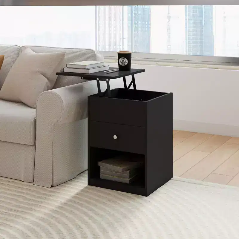 HOMLUX Lift Top End Table Nightstand Small Coffee Table w/ Storage Compartment Shelf