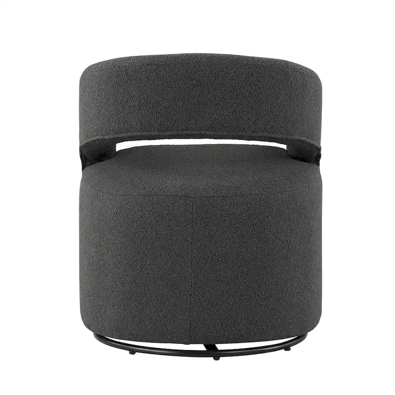 Celeste Modern Boucle Round Barrel Chair Open Back and Curved Arm, Swivel Armchair by Furniture of America