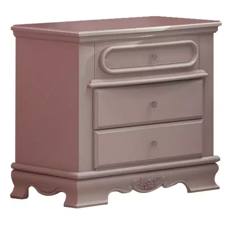 27 Inch Nightstand with 2 Drawer, Molded Trim Floral Motifs, White